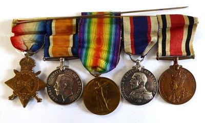 Lot 11 - A First World War Naval Long Service Group of Five Medals, awarded to 189653, R (ROBERT) I PARROTT