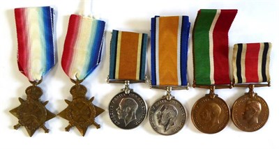 Lot 20 - Five Single First World War Medals, comprising:- a 1914 Star to CHT-260 WGNR.H..W.YOUNG; a...