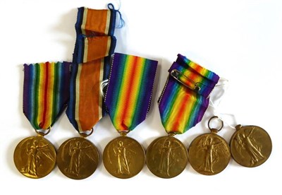 Lot 21 - Six Single Victory Medals, to 172470.A. G.W.MOORE. D.H. R.N.R.; 240184 CPL.A.E.CASH. LINC.R.;...