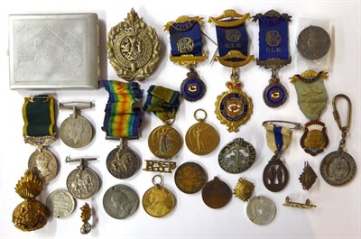 Lot 25 - A Collection of Medals, Cap Badges and Similar, including Queen's Sudan Medal, to...