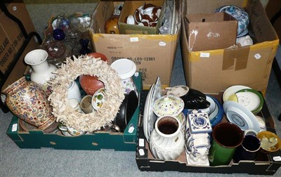 Lot 704 - Five Boxes of Assorted Ceramics, including vases, teapots etc