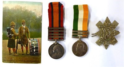 Lot 53 - A Boer War Pair, 4184 PTE.J.H.ELLIOT,  2ND RL.HIGHLDRS:, comprising Queen's South Africa Medal with