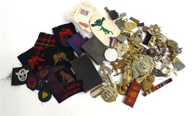 Lot 78 - A Small Collection of British Cap Badges and Cloth Insignia, mainly Second World War, including...