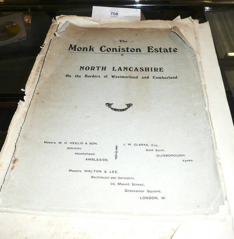 Lot 708 - Estate Sale Prospectuses: for Waterhead House etc. 1835 and Monk Coniston Estate 1908 (2)