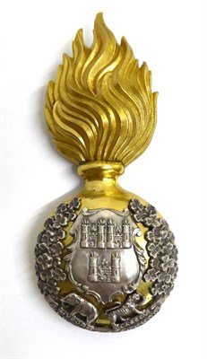 Lot 101 - A Busby Badge to the Royal Dublin Fusiliers, in gilt brass and silver (a.f)