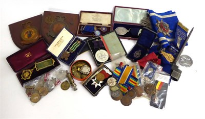 Lot 106 - A Quantity of Militaria, including Temperance medals, RAOB jewels, Royal Commemorative medals...