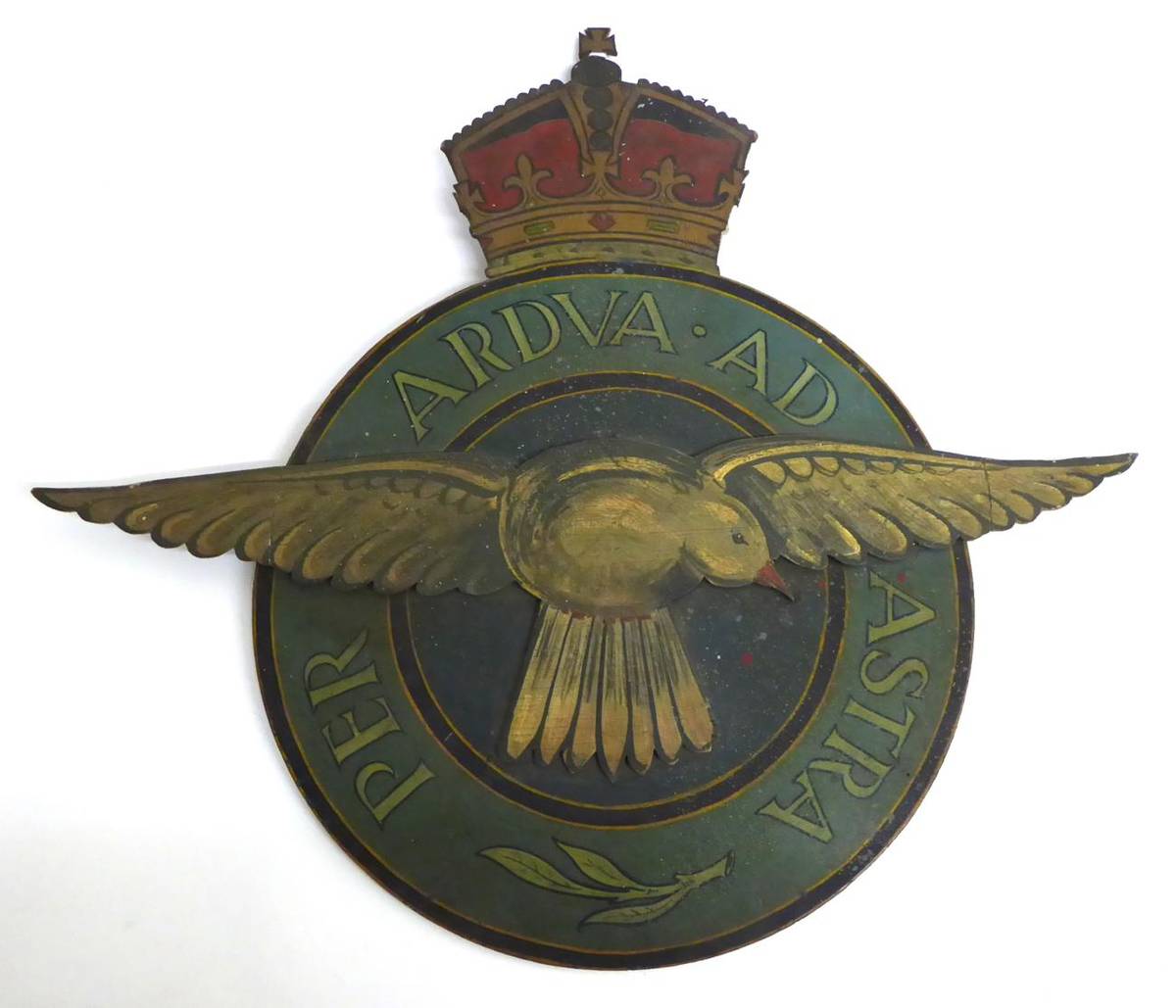 Lot 120 - An RAF Painted Wood Plaque, circa Second World War period, 53.5 cm high