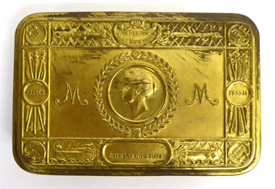 Lot 131 - A First World War, Princess Mary, Christmas Fund 1914, Brass Tin, containing packet of tobacco,...