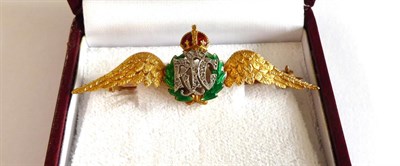 Lot 136 - A 15ct Gold, Enamel and Gem-Set Royal Flying Corp Sweetheart Brooch