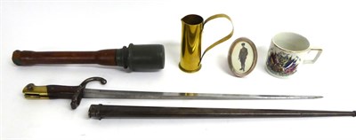 Lot 173 - A French Model 1874 Gras Bayonet, the steel crossguard and scabbard each numbered 29526; Militaria