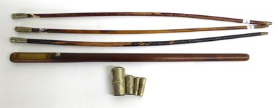 Lot 181 - Three Wood Swagger Sticks, with nickel plated pommels to the 5th Northumberland Fusiliers (2)...