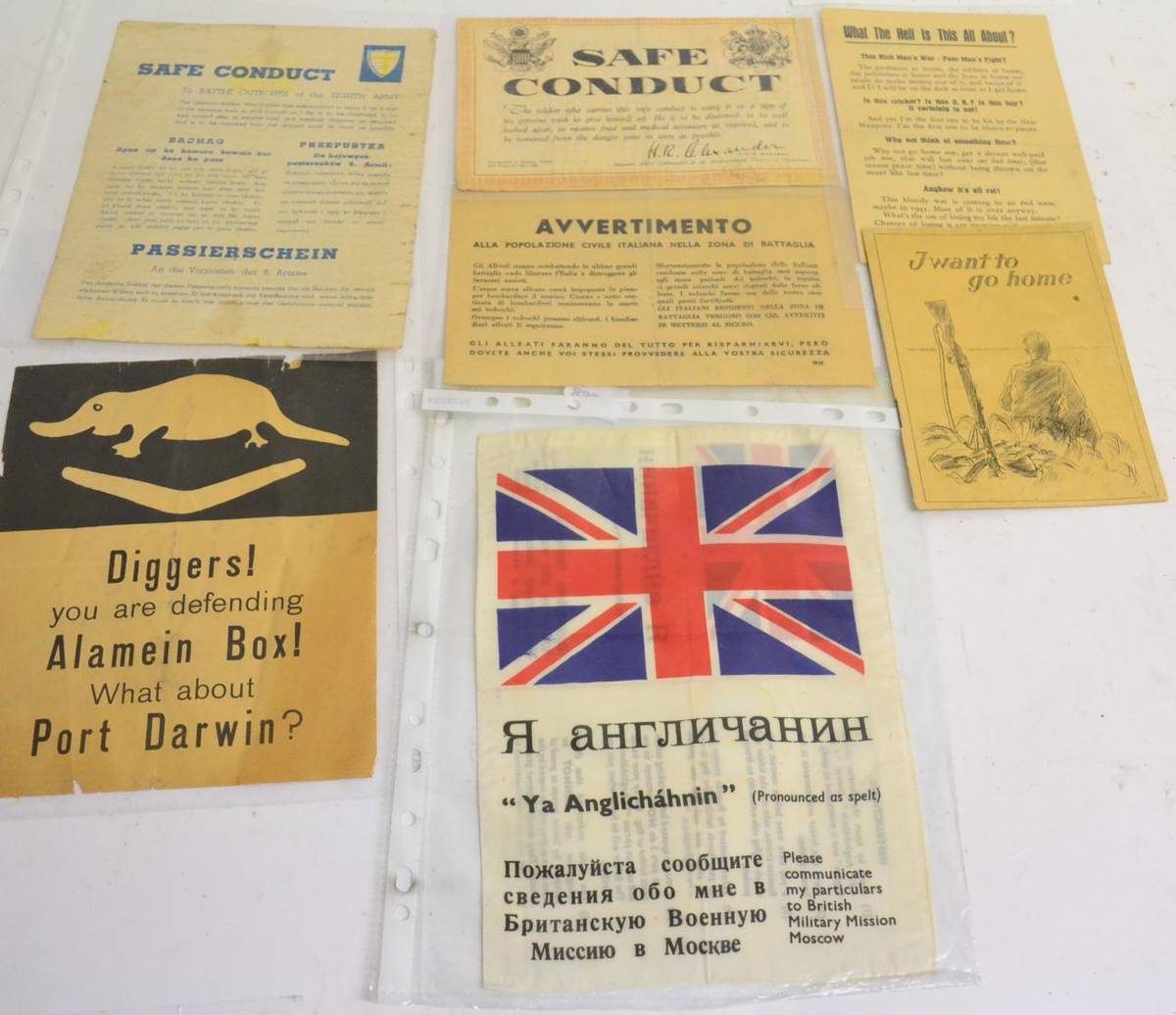 Lot 184 - A Second World War Printed Silk ";Goolie Chit";, printed in English and Russian; six Various...