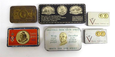 Lot 188 - Six Various Christmas Tins, all lacking contents, comprising South Africa 1900, a Gift from the...