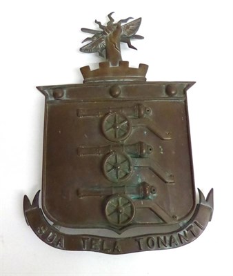 Lot 196 - An Early 20th Century Bronze Wall Plaque to the Army Ordnance Corps, of shield form cast with three