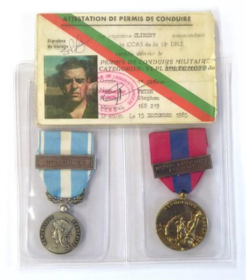 Lot 207 - French Foreign Legion, two medals and a military driving licence, to MLE-168 219 1e. Classe...