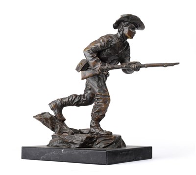 Lot 216 - A Late 19th/Early 20th Century Bronzed Figure of a Boer Soldier, running wearing a broad...