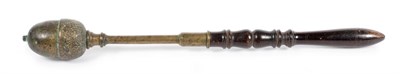 Lot 227 - A Georgian ";Bristol"; Tipstaff, the heavy brass head cast as an acorn, with baluster turned lignum