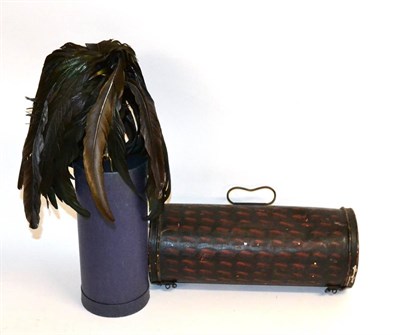 Lot 235 - A Victorian/Edwardian Helmet Plume, of cockerel tail feathers, in a card tube and double ended...