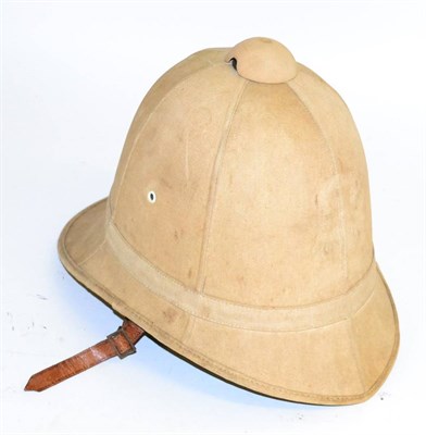 Lot 242 - An Early 20th Century Tropical Service Helmet, with green leather cloth lining, leather...