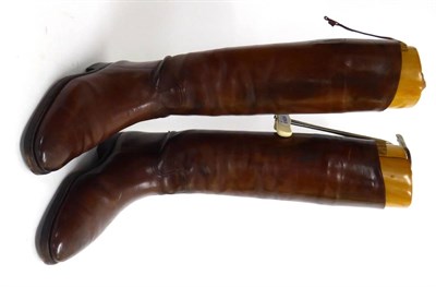 Lot 255 - A Pair of Early 20th Century Officers Brown Leather Riding Boots by John Lobb, London & Paris,...