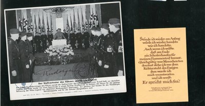 Lot 270 - Rudolf Hess, a signed photograph entitled ";Der Stellvertreter des Fuhrers spricht zur...