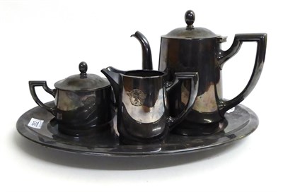 Lot 282 - A German Third Reich Silver Plated Four Piece Tea/Coffee Service by Hutschenreuter, comprising...