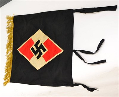 Lot 289 - A German Third Reich BDM Trumpet Banner, of black cotton applied with five piece cotton badge...