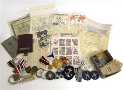 Lot 296 - A Small Quantity of German Third Reich Militaria and Ephemera, including three German Defence...