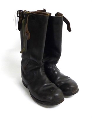 Lot 302 - A Pair of German Third Reich Luftwaffe Flying Boots, each of black leather with sheepskin...