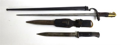 Lot 305 - A German Third Reich Model 1884/98 ";Third Pattern"; Mauser Knife Bayonet, with bakelite grip...