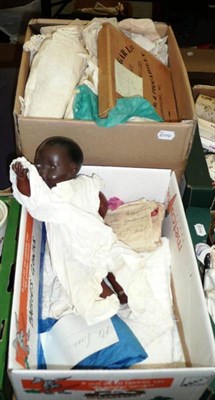 Lot 731 - Two Boxes of Baby Gowns; Lace; and A Doll