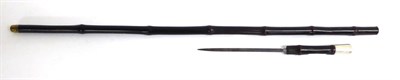 Lot 342 - A Victorian Bamboo Dagger Stick, with 7.5cm triangular section steel blade, the plain silver...