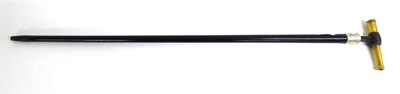 Lot 343 - A Late Victorian Ebony ";Cannon"; Walking Stick, the foliate engraved silver collar with...