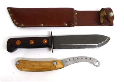 Lot 345 - An RAF Survival Knife, blade length 18.1 cm, the two-piece rosewood grip scales stamped,...