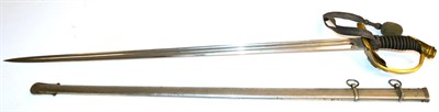 Lot 348 - A 19th Century Prussian Infantry Officer's Sword, the 81cm single edge steel blade with two...