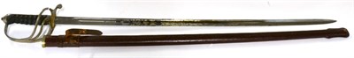 Lot 352 - A George V Artillery Officer's 1821 Pattern Sword, the 86cm single edge fullered steel blade etched