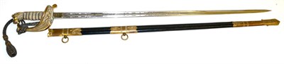 Lot 354 - A George VI 1827 Pattern Naval Officer's Sword, the 79.5cm single edge steel blade etched with...