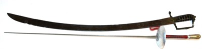 Lot 355 - An 18th Century Cavalry Sword, the 84cm single edge broad curved and fullered steel blade...