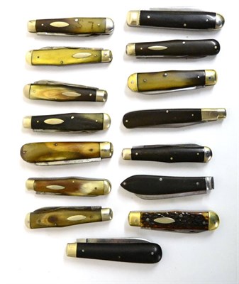 Lot 363 - A Collection of Fifteen Early Sheffield Made Folding Pocket Knives, of bottle shape, one with...