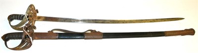 Lot 366 - Two Victorian 1827 Pattern Rifle Regiment Swords, each with 82cm single edge fullered steel...