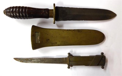 Lot 374 - A Siebe Gorman & Co Diver's Knife, the 18cm spear point steel blade with raised medial ridge...