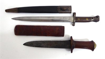 Lot 381 - A Sudanese Knife, with 23cm single edge steel blade, the horn hilt with gilt metal domed pommel...