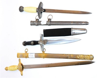 Lot 385 - Three Copy Daggers, Spanish and two German Third Reich, with scabbards