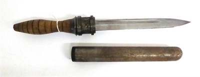 Lot 401 - A German Diver's Knife, possibly Second World War period, with 20cm bayonet type blade, ribbed...