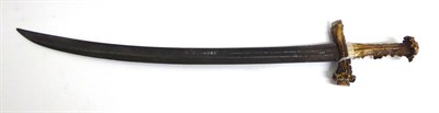 Lot 409 - An 18th Century German Hunting Sword, the 51cm single edge steel blade engraved SAHAC to each...