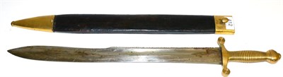 Lot 412 - A Copy of a French Pioneer Sword, with saw back steel  blade, brass cruciform hilt with ribbed grip