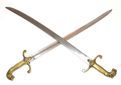 Lot 413 - A 19th Century Band Sword, with 53cm single edge fullered steel blade, brass hilt with...