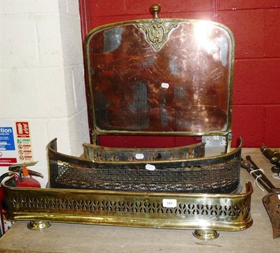 Lot 741 - A Brass Fireguard; and Three Pierced Fenders (4)