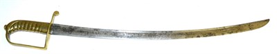 Lot 414 - A 19th Century Hanger, the 63cm single edge curved steel blade with a narrow fuller to the back...