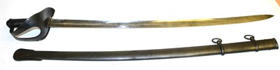 Lot 422 - A 19th Century German Heavy Cavalry Sword, the 89.5cm single edge fullered steel blade stamped...